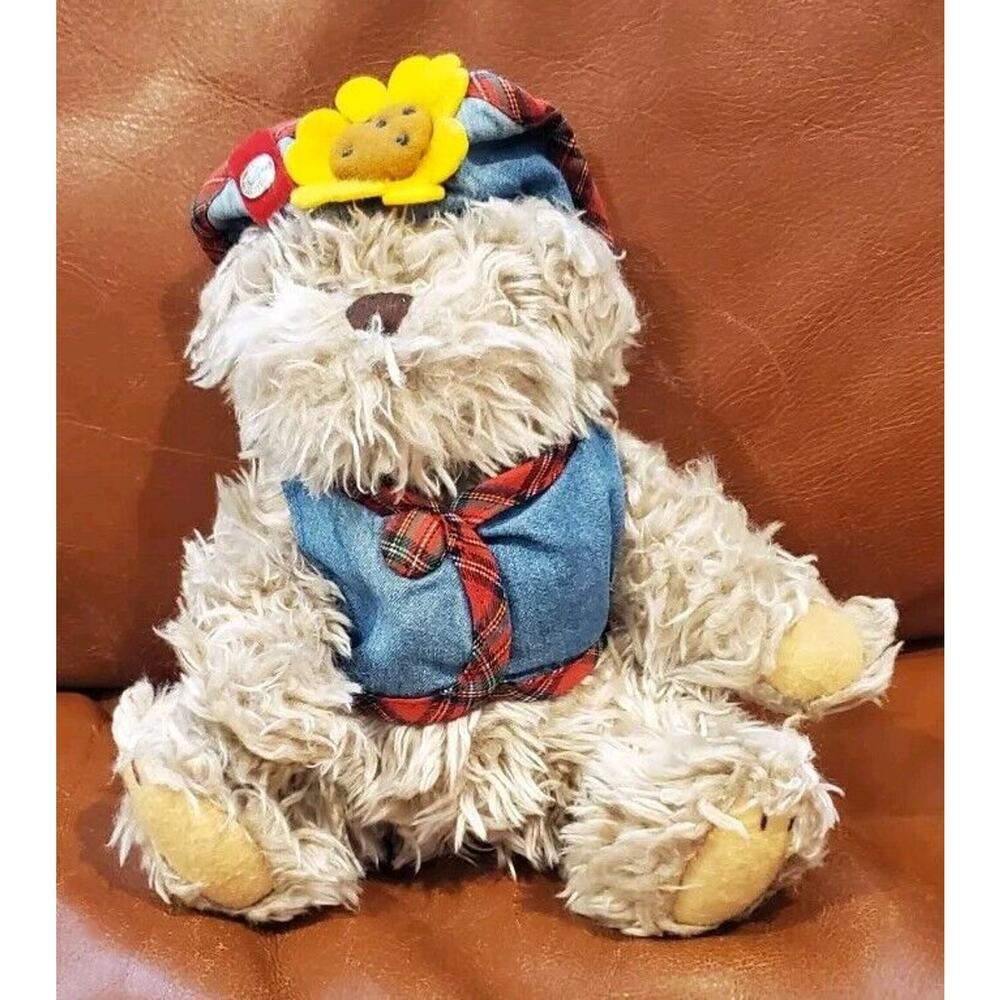 10 Inch Brass Button Bear Stuffed Animal Plush Toy Spring Easter Flaws
